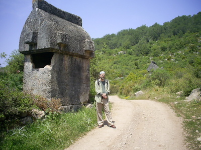 [Photo: David by a Lycian tomb]